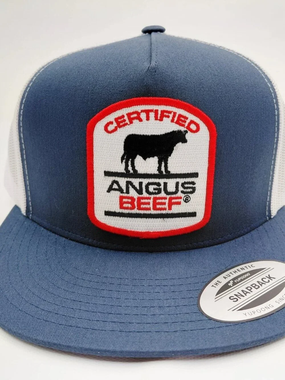 Retro Certified Angus Beef Patch Hat Yupoong Flat Bill Trucker Snapback Cap New